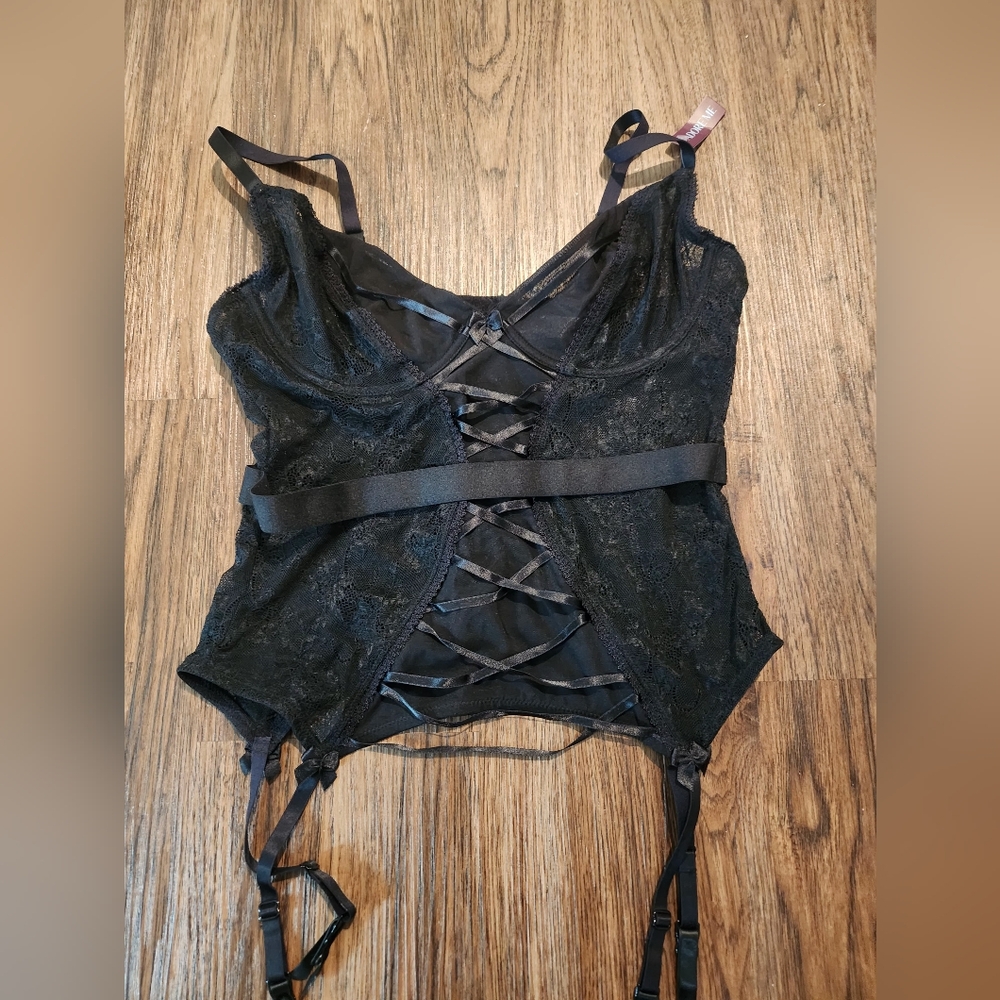 NWT Adore Me Black Lace Corset Top